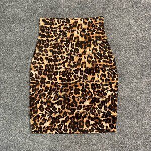 Lovely Day Womens Straight Skirt Multicolor Leopard Mini Stretch Tiered USA S